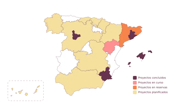 Mapa de España de proyectos financiados