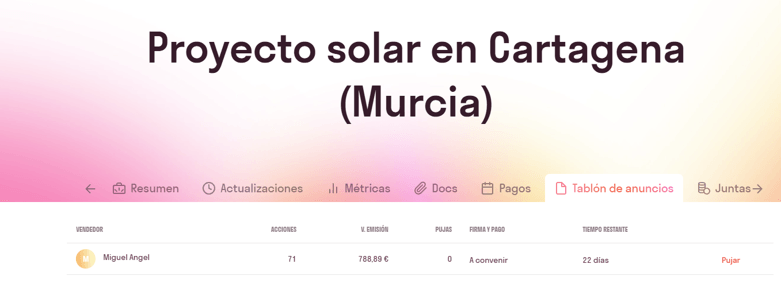 Proceso para pujar en el tablón de anuncios de Fundeen