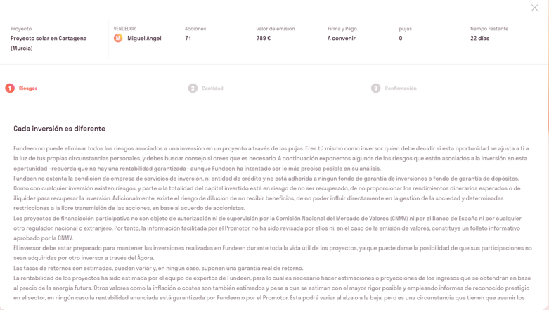 Proceso para pujar en el tablón de anuncios de Fundeen