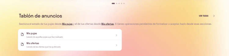 Ubicación del tablón de anuncios